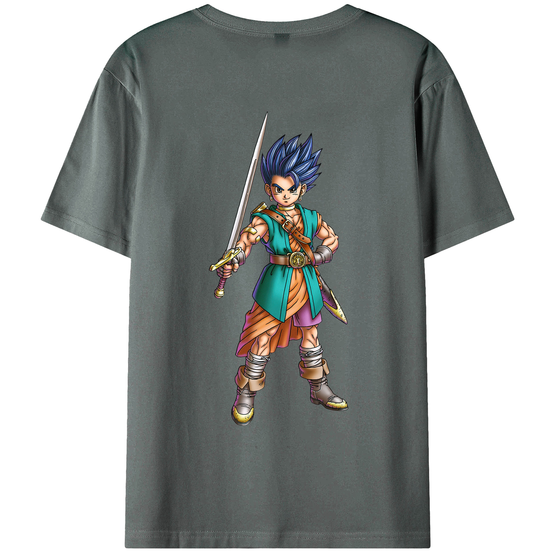 （画像用） ドラゴンクエスト Doragon Kuesuto Dragon Quest 綿100％ メンズ半袖Tシャツ（バックプリント） 通気性